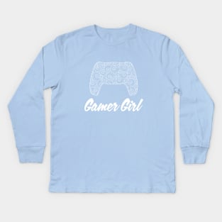 Gamer Girl, Whirlesque Video Game Console Controller Kids Long Sleeve T-Shirt